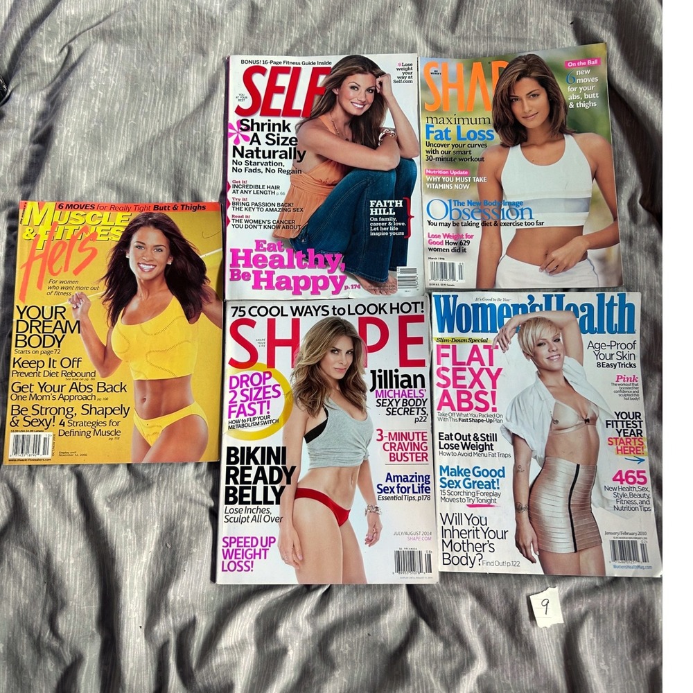 Vintage Women's Health Fitness Magazine Lot Shape Self Pink Faith Hill Jillian M